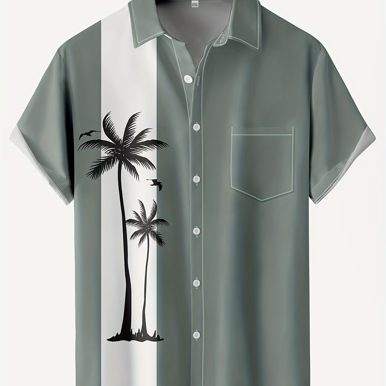 Men's Hawaiian Bowling Shirt, Graphic Print Button Down Tee, Short Sleeve