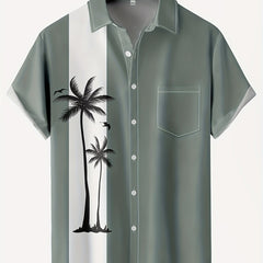 Men's Hawaiian Bowling Shirt, Graphic Print Button Down Tee, Short Sleeve
