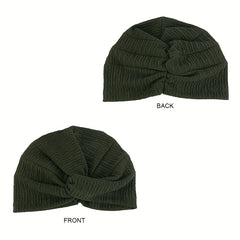 Pleated Twist Knot Turban Elastic Chemo Cap for Cancer Patient Hair Loss