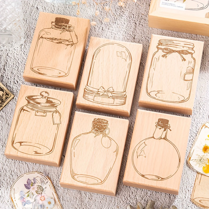Wooden Bottle Stamp for DIY Craft Decoration