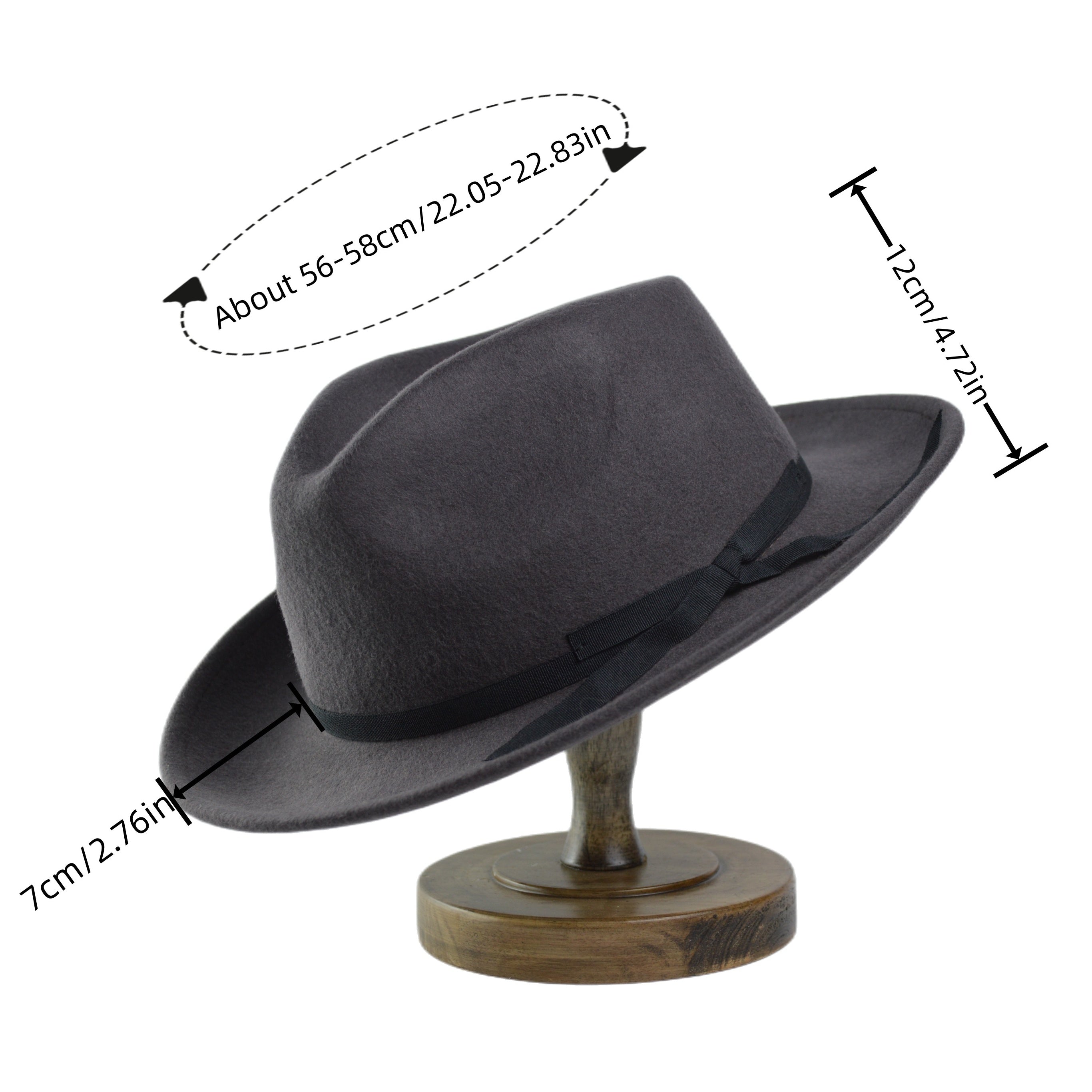 1pc Wool Fedora Large Brim Surprise Box Embroidered Feather Hat For Men