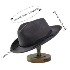 1pc Wool Fedora Large Brim Surprise Box Embroidered Feather Hat For Men