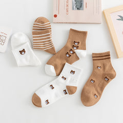 5 Pairs Women's Bear Tube Socks