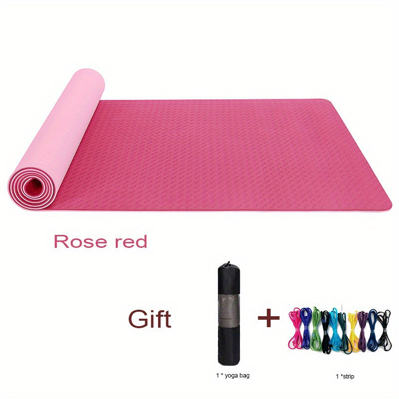 Solid TPE Yoga Mat Non-slip Fitness Mat for Exercise Skipping Yoga Pilates