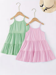 2pcs Toddler Girls Spaghetti Strap Swing Dress for Sunmmer
