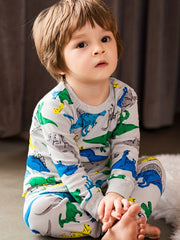 Boys' Dino Print Pajama Set Long Sleeve Top & Pants
