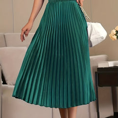 Pleated Elastic Waist Skirt for Women