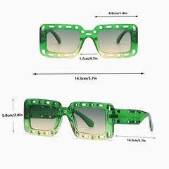 Oversized Rectangular Sunglasses Hollow Frame Y2K Shades