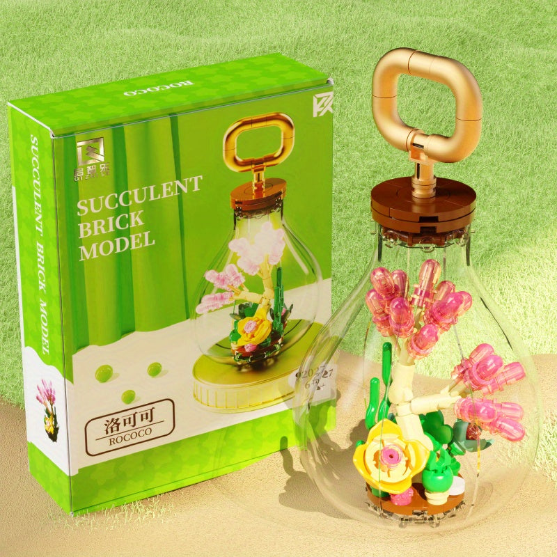 Light Bulb Succulent Flower Plant Building Blocks