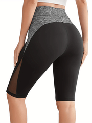 Sports Shorts Women's Plus Colorblock Mesh Yoga Shorts