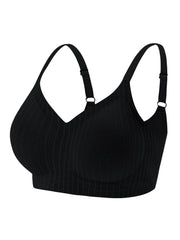 Push Up Striped Side Bra Soft and Comfortable Solid Lingerie
