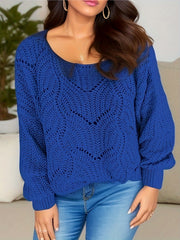 Casual Sweater Women's Plus Solid Knitted Long Sleeve Round Neck Pullo