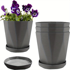 3pcs Flowerpot Set with Drainage Holes for Balcony, Office, Home Decoration