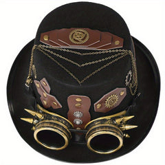Steampunk Hats with Goggles PU Leather Men's Hat