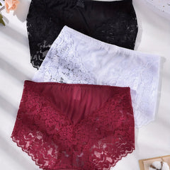 3pcs Floral Lace Briefs Sexy Intimates Panties Women's Lingerie