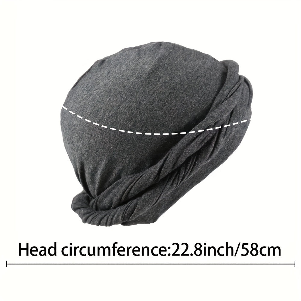Men's Double Layer Braid Hat Turban Versatile Beanie Hat