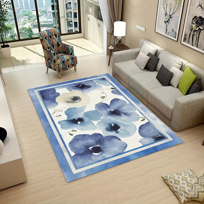 Vintage Floral Pattern Area Rug Stain Resistant Non Shedding Eco Friendly Carpet