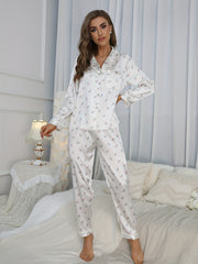 Floral Print Pajama Set Long Sleeve Top & Pants Women's Sleepwear