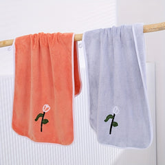 Rose Flower Embroidered Hand Towel Coral Fleece Soft Face Towel
