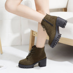 Chunky Heel Lace-up Ankle Boots Side Zip Oktoberfest Shoes
