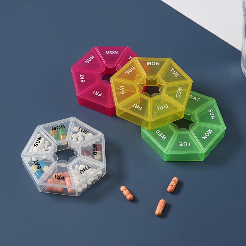 Rainbow Pill Box 7 Compartment Thickened Pill Organizer for Travel