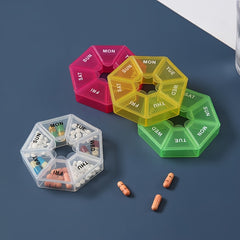 Rainbow Pill Box 7 Compartment Thickened Pill Organizer for Travel