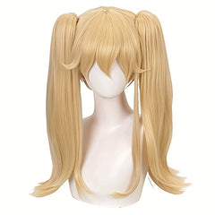 Brown Long Curly Wig With Bangs 2 Ponytail Synthetic Wig Anime Cosplay Wig