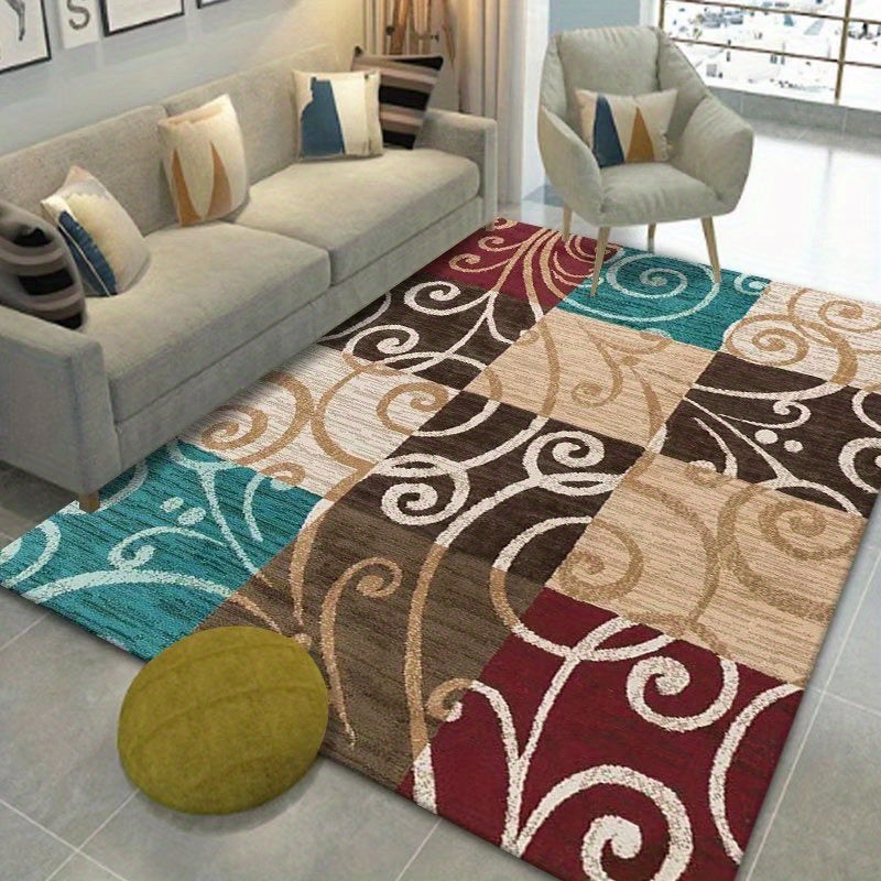 Geometric Crystal Velvet Area Rug Soft and Comfortable Non Slip TPR Base