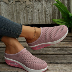 Breathable Knit Mule Sneakers Comfortable Slip On Shoes