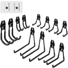 Steel Garage Hooks - Anti Slip Tool Storage Hangers for Wall Mounting
