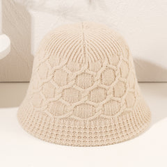 Woolen Knitted Plaid Bucket Hat for Women