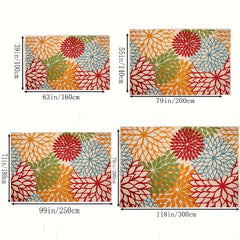 Modern Floral Machine Washable Rug Area Rugs Non Slip Colorful Throw Rug