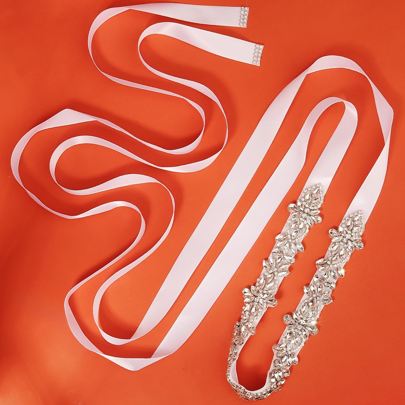 Crystal Bridal Belt with Ribbon