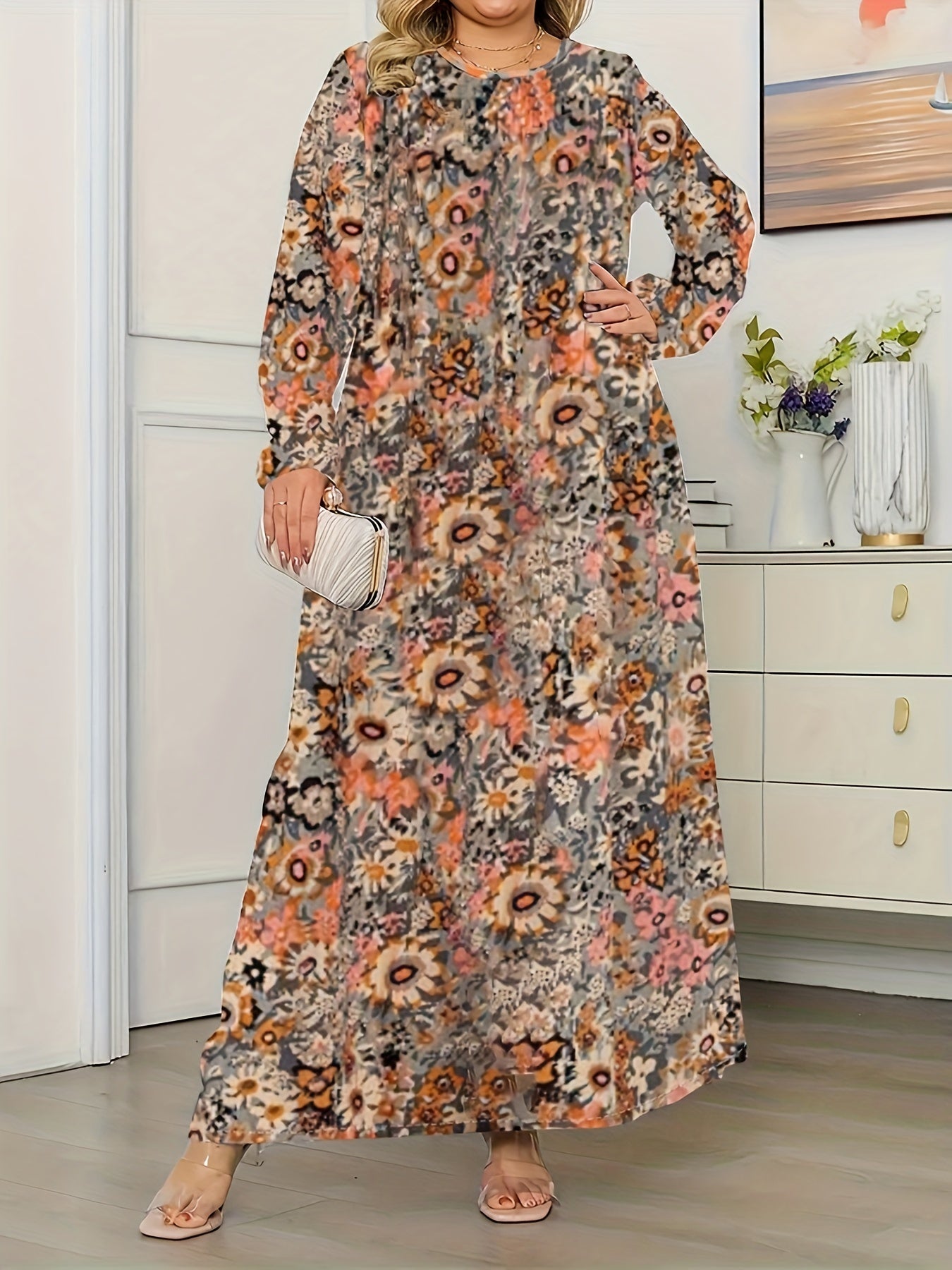 Floral Maxi Dress Long Sleeve Print