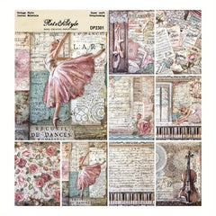 8sheets A5 Vintage Style Scrapbooking Paper Pack