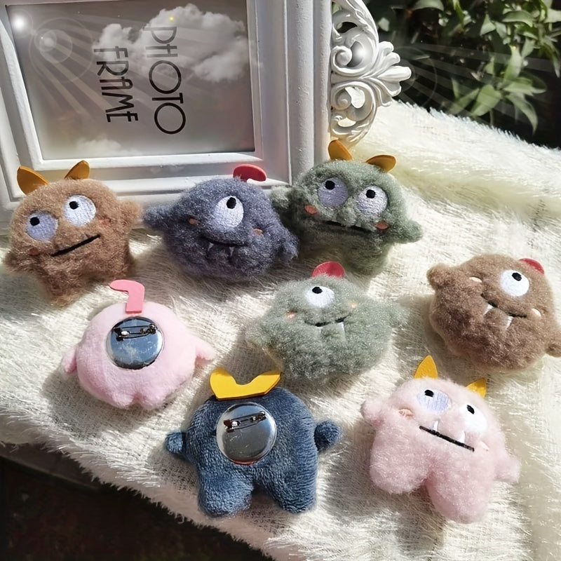 Adorable Plush Monster Brooch for Girls