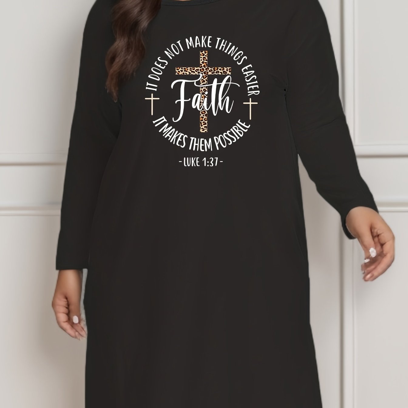 Leopard Print Long Sleeve Lounge Dress