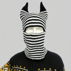 Striped Horn Novelty Balaclava Warm Ski Mask Unisex Hip Hop Beanie Knitted
