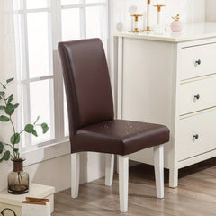 Waterproof PU Leather Chair Slipcover Stretch Dining Chair Cover