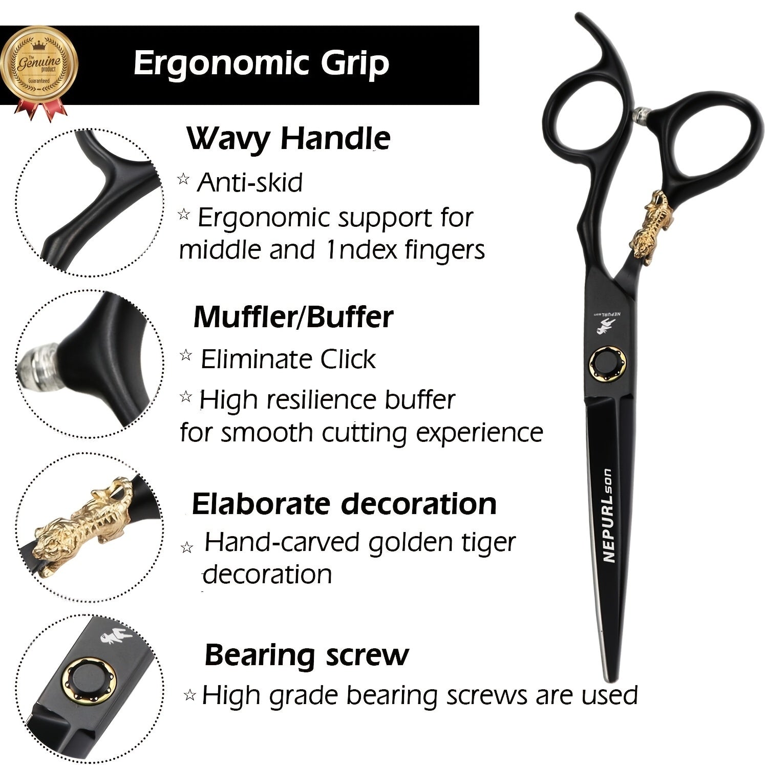 15 24 cm Hair Cutting Scissors Thinning Shears for Hairdressing and Styling