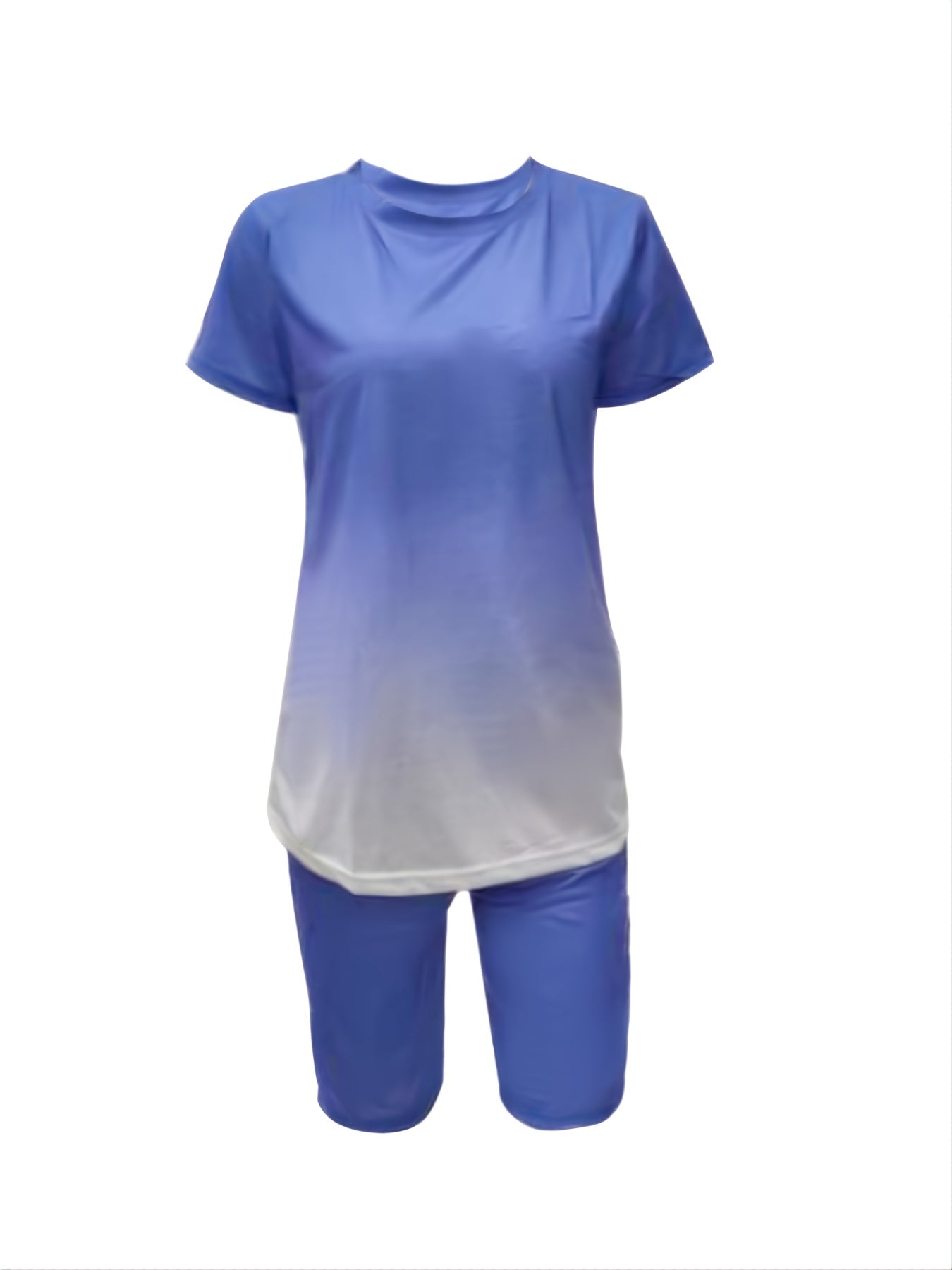 Ombre Print Short Sleeve Tops & Biker Shorts Set