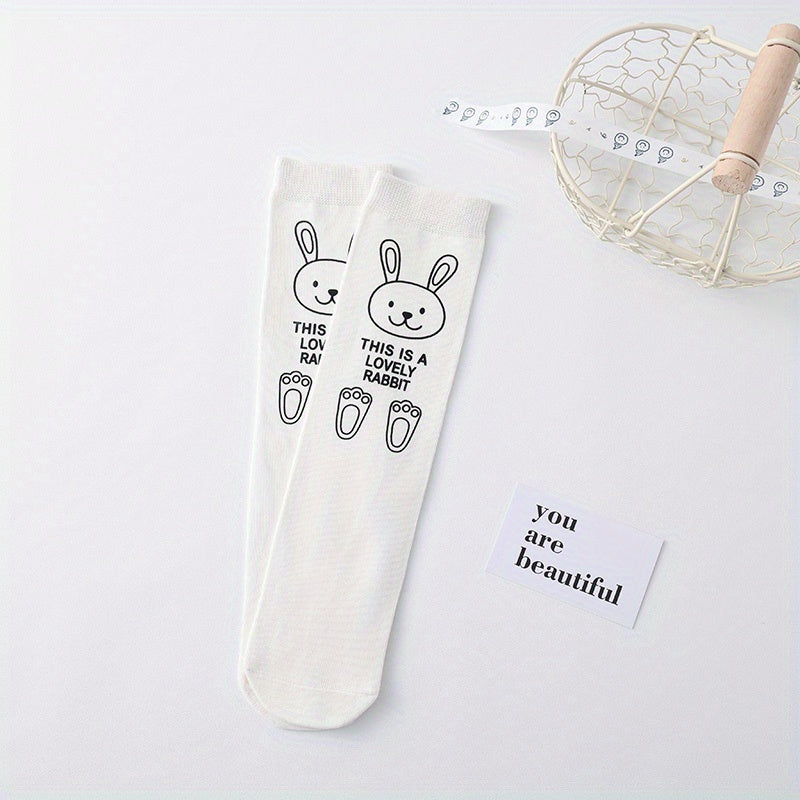 Girls Kids Bunny Pattern Crew Socks Ages 3+