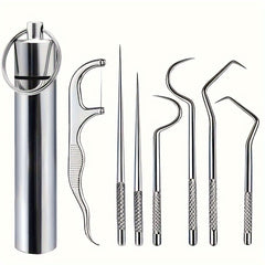 Stainless Steel Toothpick Set Tartar Cleaning Tools Dental Floss
