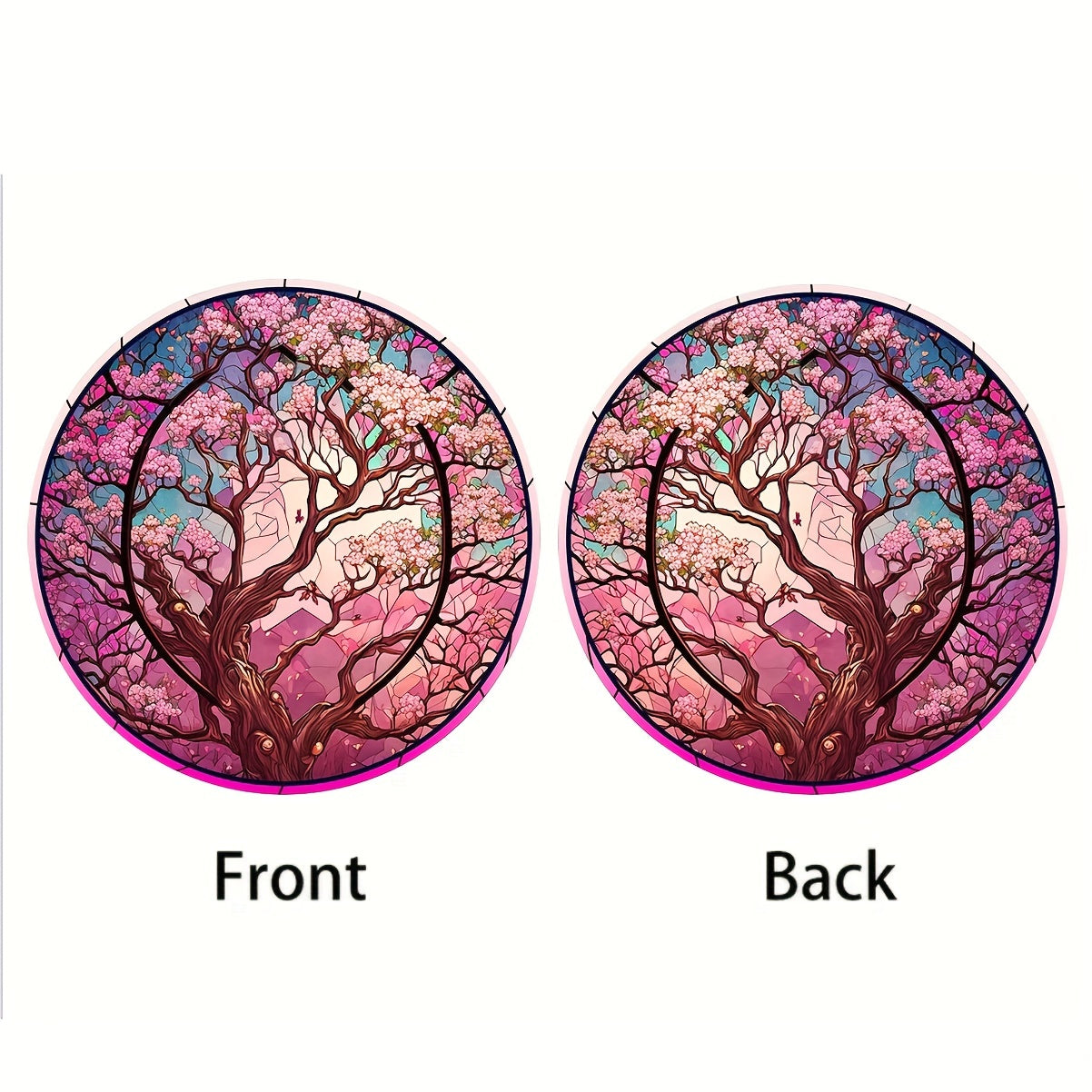 Cherry Blossoms Tree Suncatcher Decor Round Hanging Ornament