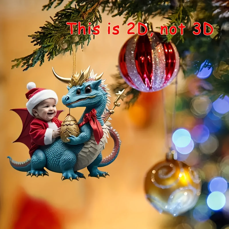 Christmas Dragon Acrylic Pendant Art Deco Car Pendant Backpack Decoration