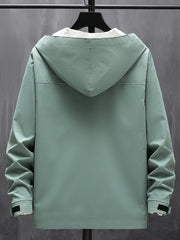 Men's Hooded Solid Windbreaker Jacket