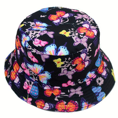 Colorful Butterfly Sun Protection Hat Double-sided Basin Hat