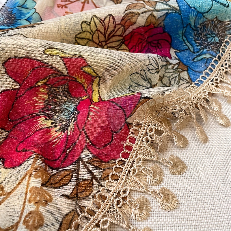 Lace Triangle Shawl Thin Fringed Scarf Sunscreen Casual Wrap