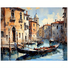 City Cruise Art Paint by Numbers Kit - DIY Venetian Canal Painting on Canvas