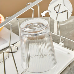 Stainless Steel Drain Cup Holder Large Capacity Coffee Table Tray